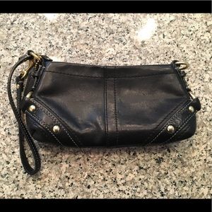 Black leather Coach clutch